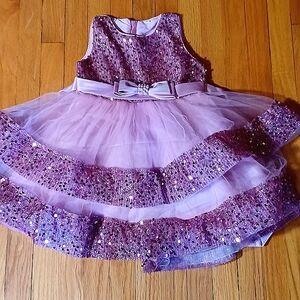Roae Tulle,Sparkling Pink Sequencr Pearl Bow Pageant Party Dress Toddler 2T/3T